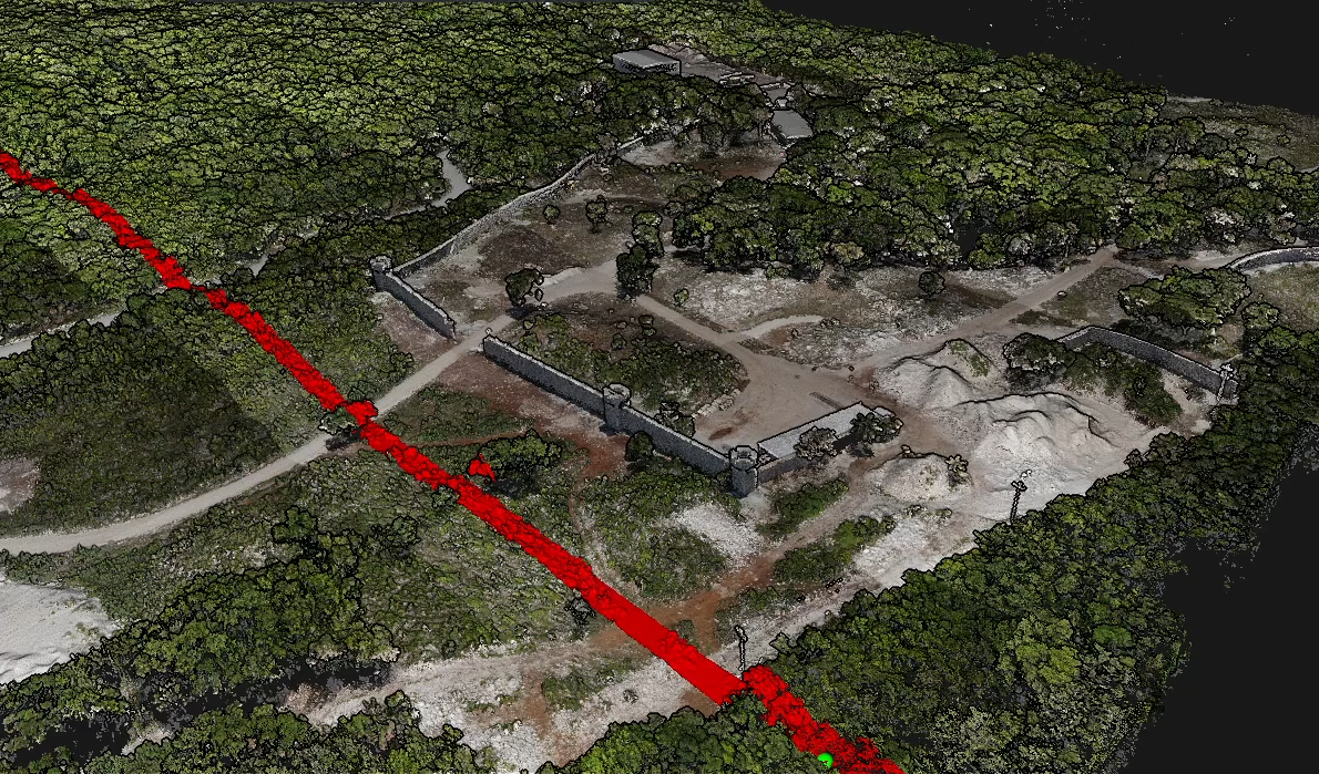 Nube de puntos con color aportado por fotogrametría.