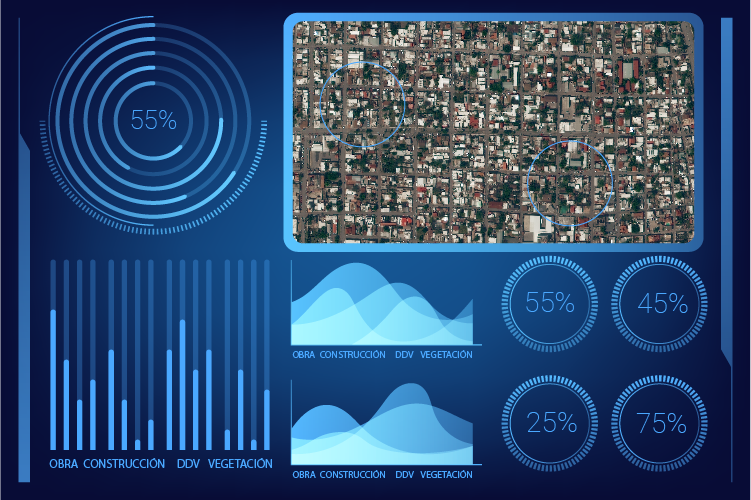 Ejemplo de dashboard interactivo de Geoearth, 2024