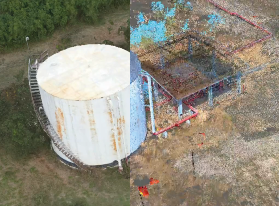 Almacen cilíndrico; nube de puntos parcial.