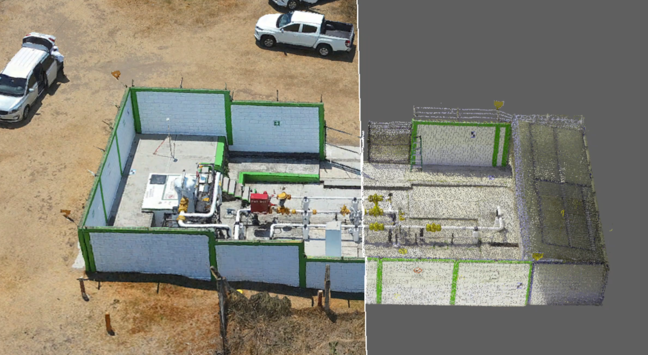 Nube de puntos parcial; escaneo de estación.